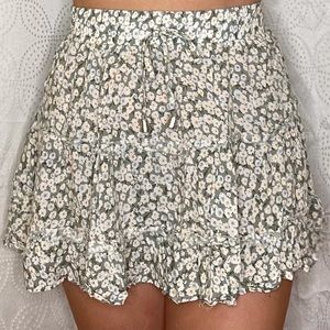 SHEIN Green skirt with white flowers